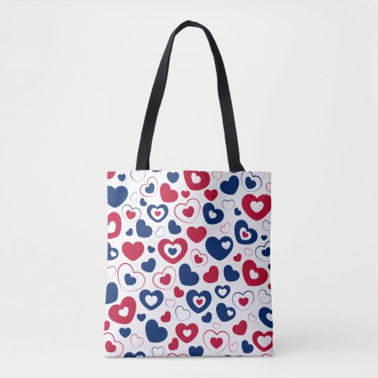 Rode en Blauwe Hartentassen Tote Bag (Voorkant)