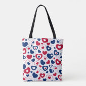 Rode en Blauwe Hartentassen Tote Bag (Achterkant)