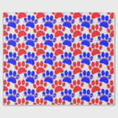 Rode en Blauwe Hondenpoot Print Aangepaste Naam Cadeaupapier (Vlak)