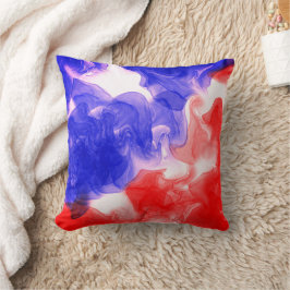 Rode en Blauwe Inktgolf Kussen