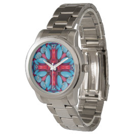 Rode en blauwe Kaleidoscoop Horloge