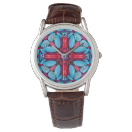 Rode en blauwe Kaleidoscoop Horloge