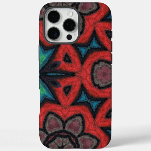 Rode en Blauwe Kaleidoscoop Mandala Bloempatronen Case-Mate iPhone Case (Achterkant)