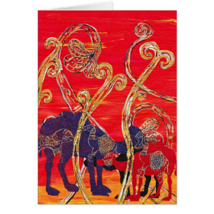 Rode en blauwe kamelen