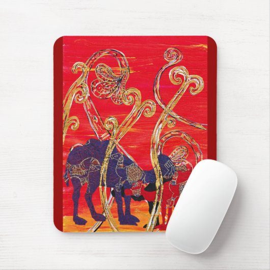 Rode en blauwe kamelen Mousepad Muismat (Met muis)