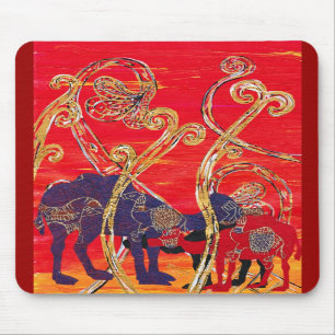 Rode en blauwe kamelen Mousepad Muismat