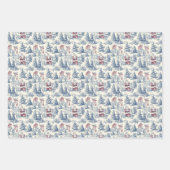 Rode en blauwe kerst Vintage Chinoiserie Inpakpapier Vel (Voorkant 2)