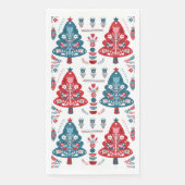 Rode en blauwe kerstboom bloemmotief Scandinavisch Servet (Voorkant)