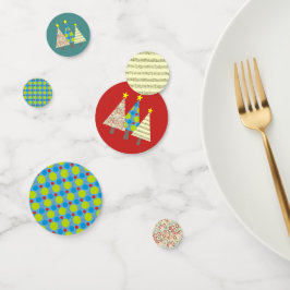 Rode en blauwe kerstboom confetti