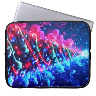 Rode en blauwe kerstboom op een laptophoes tas