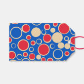 Rode en blauwe kleur Stippen op blauw Cadeaulabel (Voorkant (Horizontaal))