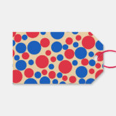 Rode en blauwe kleur Stippen op bruin Cadeaulabel (Voorkant (Horizontaal))