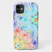 Rode en blauwe kleurrijke bloemen Case-Mate iPhone case (Achterkant)