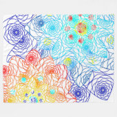 Rode en blauwe kleurrijke bloemen fleece deken (Voorkant (Horizontaal))