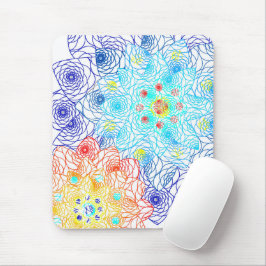 Rode en blauwe kleurrijke bloemen muismat