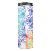 Rode en blauwe kleurrijke bloemen thermosbeker (Achterkant)