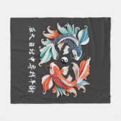 Rode en blauwe Koi Prosperity Yin Yang Fleece Deken (Voorkant (Horizontaal))
