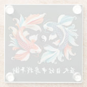 Rode en blauwe Koi Prosperity Yin Yang Glazen Onderzetter (Achterkant)