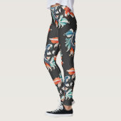 Rode en blauwe Koi Prosperity Yin Yang Leggings (Links)