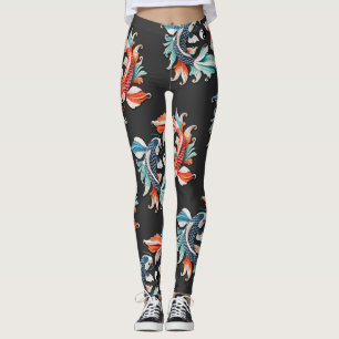 Rode en blauwe Koi Prosperity Yin Yang Leggings
