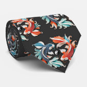 Rode en blauwe Koi Prosperity Yin Yang Stropdas (Opgerold)