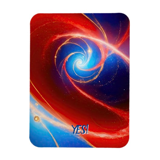 Rode en blauwe kosmische spiraal magneet (Verticaal)