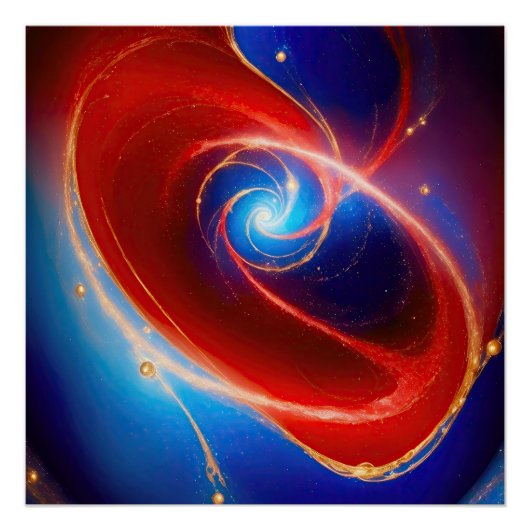 Rode en blauwe kosmische spiraal perfect poster (Voorkant)