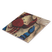 Rode en blauwe krab tegeltje (Zijkant)