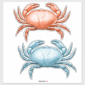  Rode en Blauwe Krabben Nautical Ocean Wildlife Sticker (Vel)