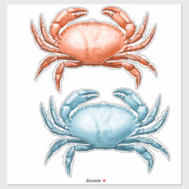  Rode en Blauwe Krabben Nautical Ocean Wildlife Sticker