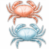 Rode en Blauwe Krabben Nautical Ocean Wildlife Sticker (Voorkant)
