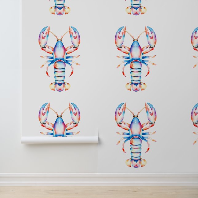 Rode en blauwe kustkrab aan zee behang (Applicatie)