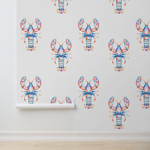 Rode en blauwe kustkrab aan zee behang