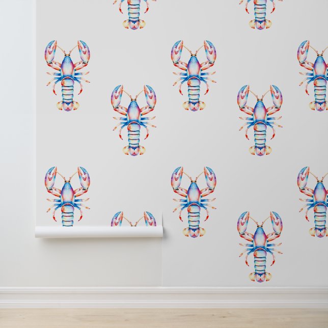 Rode en blauwe kustkrab aan zee behang (Applicatie)