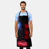 Rode en blauwe LED-lamp Schort (Gedragen)