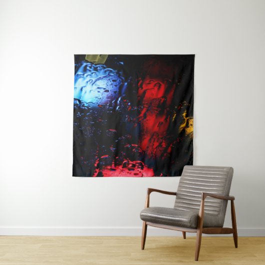 Rode en blauwe LED-lamp Wandkleed (In situ)