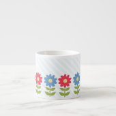 Rode en blauwe lentbloemen espresso kop (Voorkant)