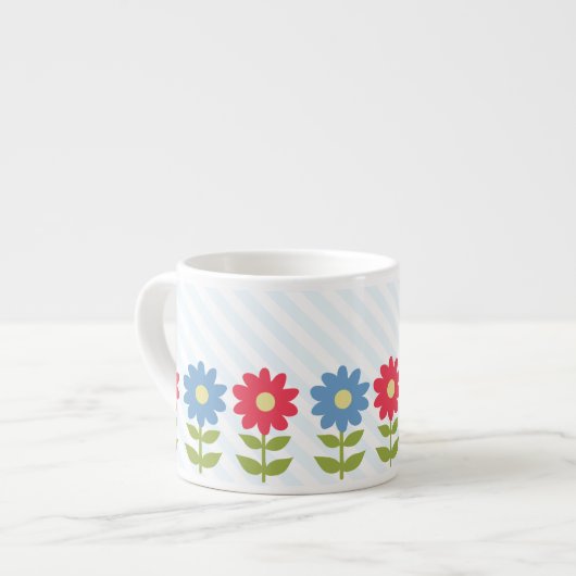 Rode en blauwe lentbloemen espresso kop (Links)