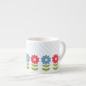 Rode en blauwe lentbloemen espresso kop (Voorkant rechts)
