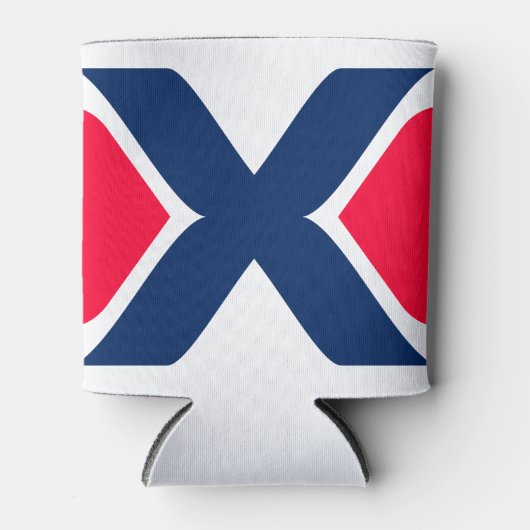 Rode en blauwe Letter X Monogram Blikjeskoeler (Voorkant)