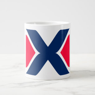 Rode en blauwe Letter X Monogram Grote Koffiekop