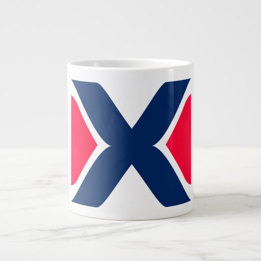 Rode en blauwe Letter X Monogram Grote Koffiekop (Voorkant)