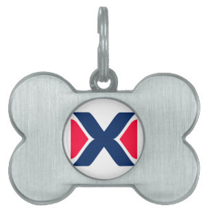 Rode en blauwe Letter X Monogram Huisdieren Naamplaatje