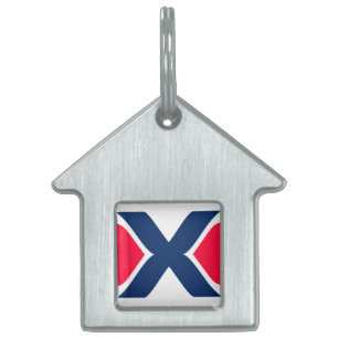 Rode en blauwe Letter X Monogram Huisdieren Naamplaatje