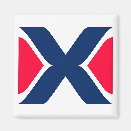 Rode en blauwe Letter X Monogram Magneet (Voorkant)