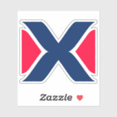 Rode en blauwe Letter X Monogram Sticker (Vel)
