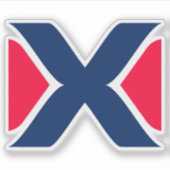 Rode en blauwe Letter X Monogram Sticker (Voorkant)
