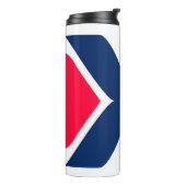 Rode en blauwe Letter X Monogram Thermosbeker (Gedraaid links)