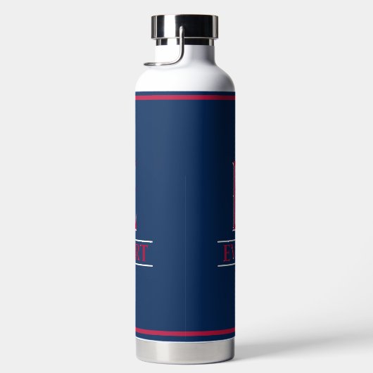 Rode en blauwe monogrammen waterfles (Rechts)