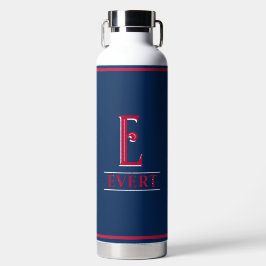 Rode en blauwe monogrammen waterfles